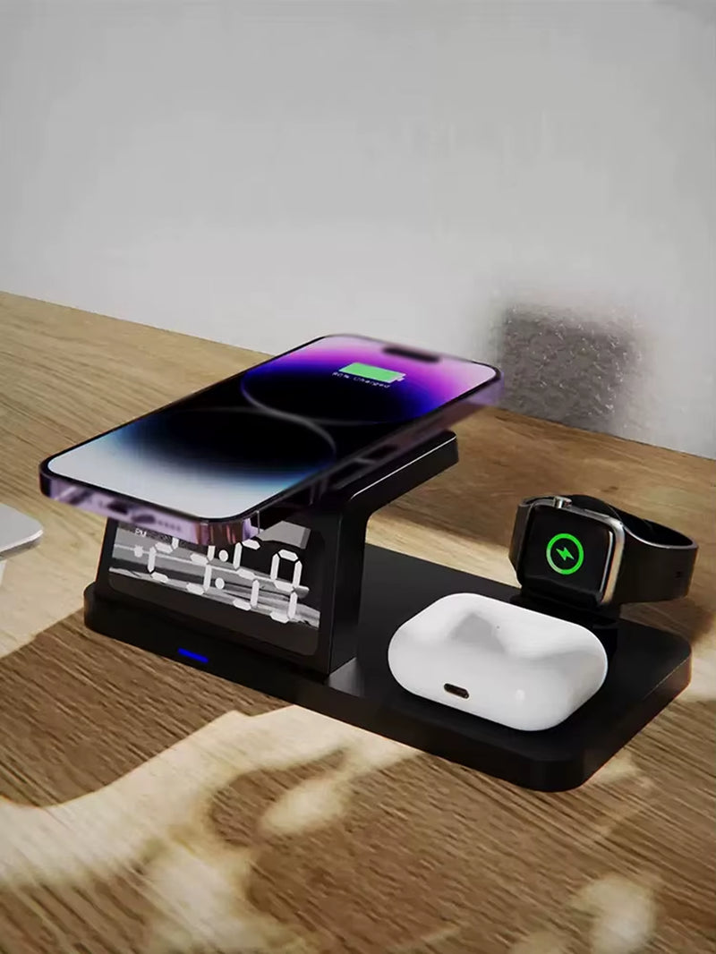Powerhub Pro 3-In-1: Fast Wireless Charger, Smart Clock & Alarm – All in One Sleek Device