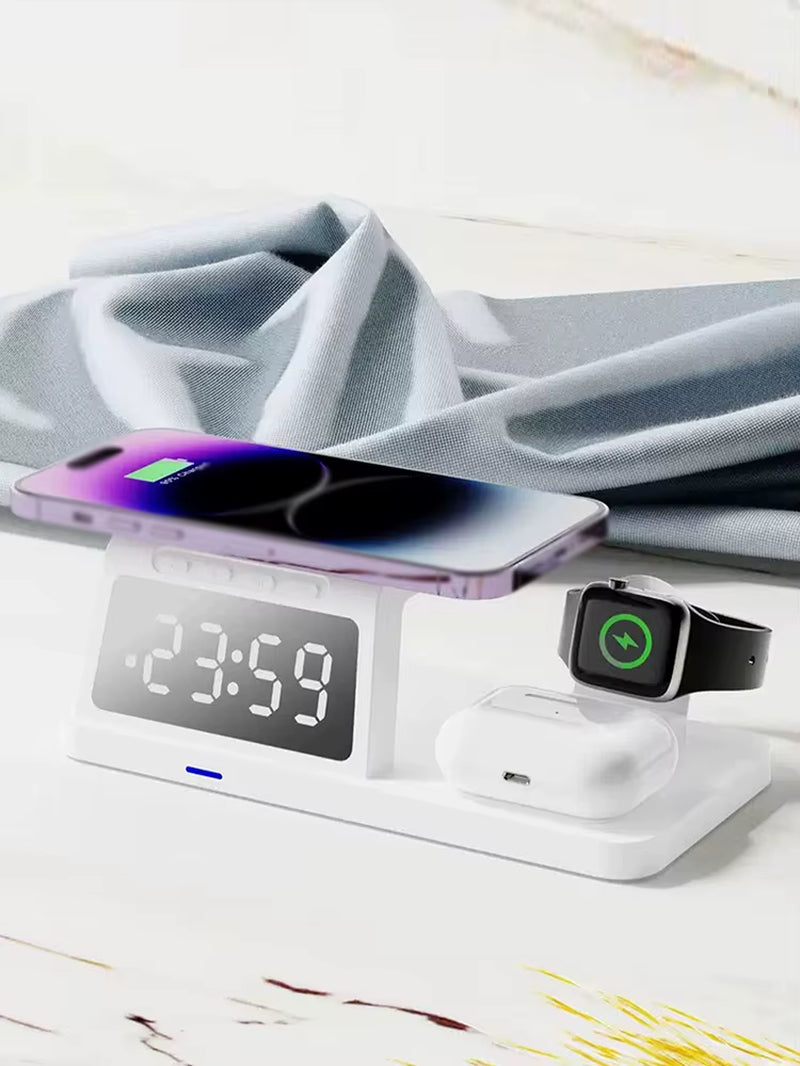 Powerhub Pro 3-In-1: Fast Wireless Charger, Smart Clock & Alarm – All in One Sleek Device